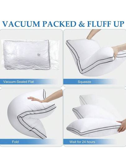 Bed Pillows Sleeping Premium Down Alternative Hotel Luxe Kussen Side Back Sleepers, Zachte Com Tafel Invisible Zipper Height Adjustment, Bedding, Inserts, Bed, Home view 7