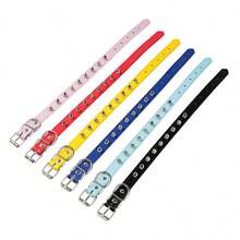 1pc Pu Leather Collar Bullet Studs Rivet Pet Collar For Daily Use - Pink - View 2