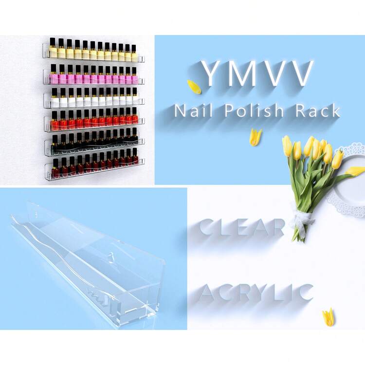 YMVV 1 PC  Clear Acrylic Organizer 15" Nail Polish Rack Wall Mounted Shelf,Nail Supplies for Nail Techs,Great Display for Salons Retailers - Clear - View 6