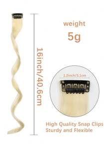 5入組奶白色夾式髮片,16英寸長捲曲波浪合成髮,萬聖節化妝舞會時尚派對聖誕新年的女性兒童女孩禮物