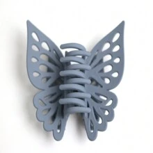1 件 9.5 公分中型塑膠噴漆蝴蝶和雙層鏤空後髮夾,馬尾固定器,非常適合家庭、學校、派對、假期 - 灰色 - 查看 2