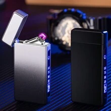 Usb Rechargeable Arc Lighter With Digital Display And Windproof Design, Creative Gift For Men - Baby Pink - View 7