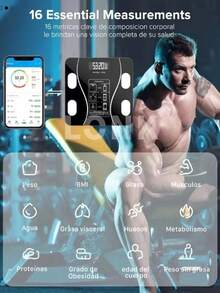 FANOVA  Báscula Electrónica De Baño  Inteligente App Teker - Negro - Ver 7