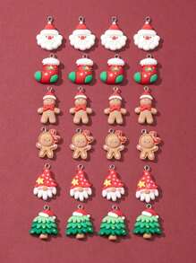 24入組6款聖誕不透明樹脂吊飾,含鉑色鐵環,薑餅人、地精和聖誕老人 - 彩色 - 查看 1