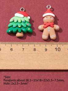 24入組6款聖誕不透明樹脂吊飾,含鉑色鐵環,薑餅人、地精和聖誕老人 - 彩色 - 查看 4