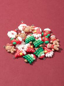24入組6款聖誕不透明樹脂吊飾,含鉑色鐵環,薑餅人、地精和聖誕老人 - 彩色 - 查看 2