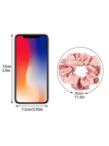 5件套粉色缎面大蝴蝶结发圈甜美风马尾发圈，粉色配饰发绳，休闲化妆居家健身女士配饰头饰弹力发带美容家居发饰 - 彩色 - 查看 4