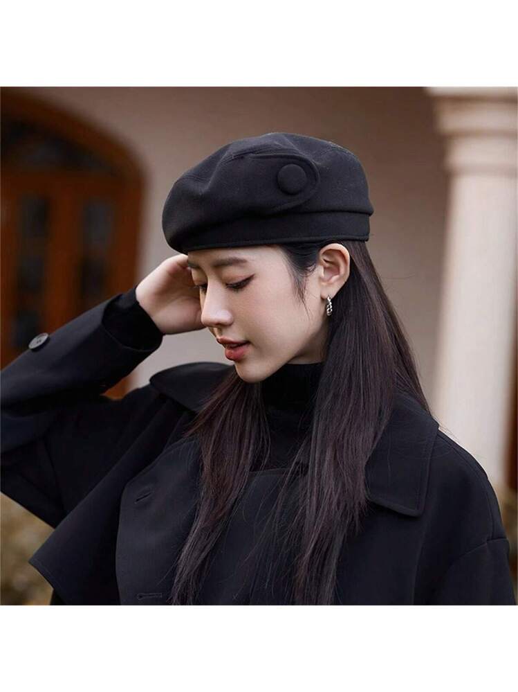 Fashionable Solid Color Beret Hat With Vintage British Style  display picture 1