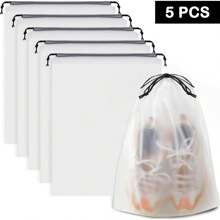 5/10 PCS Shoe Bags For Travel, Large Transparent Travel Shoe Bags For Packing, Clear Drawstring Travel Shoe Storage Bag, Portable Shoes Organizer Pouch With Rope For Men And Women Decorations Decor Festival Decor Room Decor Home Decor Decor Bedroom Decor Dress Pants Shoes Jeans Boots Skirt - Clear - View 1