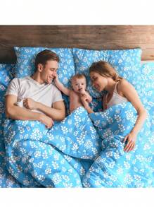 Lux Decor 4-Piece Floral Bed Sheet Set, High GSM Brushed Microfiber Bedding With 16-Inch Deep Pocket Fitted Sheet, Soft Cozy Breathable Bed Sheets And Pillowcases, Easy Care Bedding For Bedroom, Guest Room And Dorm - 藍色 - 查看 4