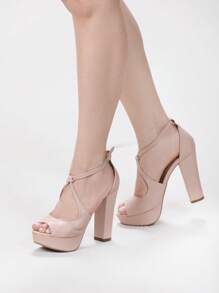 Women Heeled Sandals - 米色 - 查看 2