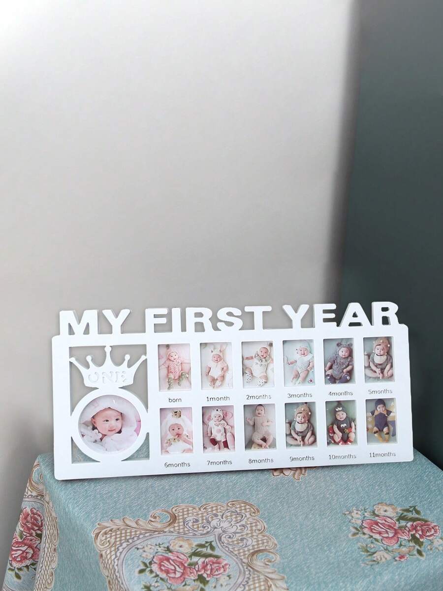 1 件婴儿满月庆祝家庭纪念相框装饰婴儿洗礼家庭装饰礼物婴儿洗礼复活节礼物适合女孩/男孩 - 白色 - 查看 1