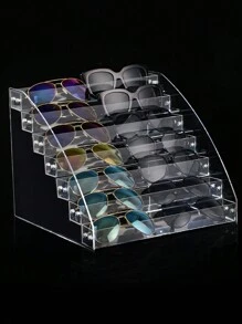 1pc Transparent Simple Stair-Shaped Glasses Storage Rack Suitable For Male And Female Sunglasses Sunscreen Glasses Etc. 2-7 Layers Optional Large Capacity Glasses Display Stand - Clear - View 2