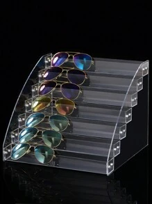 1pc Transparent Simple Stair-Shaped Glasses Storage Rack Suitable For Male And Female Sunglasses Sunscreen Glasses Etc. 2-7 Layers Optional Large Capacity Glasses Display Stand - Clear - View 7