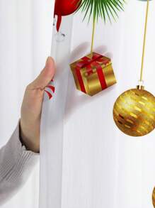 1pc Christmas Decoration Set - Red Balloons, Santa Hat And Tulle Curtain - Multicolor - View 4