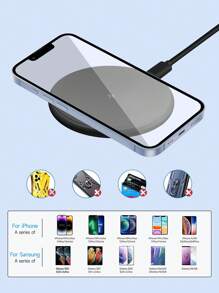 無線充電器,最大15w 快速無線充電板,相容於iphone 14/14 Plus/14 Pro/14 Pro Max/13/13 Mini/se 2022/12/11/x/8、三星galaxy S22/s21/s20/s9等 - 黑色 - 查看 10