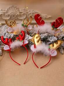 聖誕裝飾用品,鹿角&鈴鐺&羽毛圖案髮箍髮飾,派對禮物髮夾裝扮,新年假期馴鹿鹿角適合女士,小鹿耳朵髮箍節日派對裝飾用品頭飾,角色扮演DIY頭髮裝飾物 - 彩色 - 查看 2