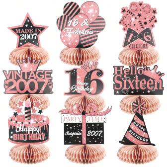 A Set Of 9 Rose Gold Birthday Party Centerpiece Decorations For Ages 16, 21, 30, 40, 50, 60, 70, 80. The Decorations Can Be Used For Men's Birthday Decoration And Women's Sparkling Happy Birthday Tabletop Centerpieces. The Honeycomb Style Decoration Is The Perfect Addition For Birthday Party Table Decorations And The Best Gift For Birthday Party Decoration Accessories.