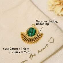 1入組天然石頭吊墜和18k鍍金鈦鋼鏈配件,適用於diy珠寶製作 - 金色 - 查看 13