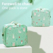 1 件灰色熊印花大容量尿布收纳袋、便携式尿布袋、单肩妈咪包 - 灰色 - 查看 8