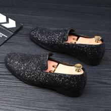 Fashionable Glitter Slip-on Loafers For Men - Black - View 8