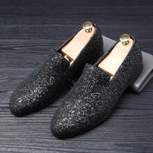 Fashionable Glitter Slip-on Loafers For Men - Black - View 6
