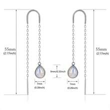 Moonmory 一對月石露耳環女式月石吊墜耳環,寶石誕生石長鏈下垂耳環時尚珠寶禮物適合女人女孩水滴造型