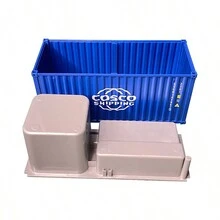 1pc Craft Storage Box, Desk Organizer, Realistic Container Ship Model, Plastic Pen Holder, Creative Business Gift, Thanksgiving & Halloween Decoration, Mobile Phone Holder - Blue - View 5