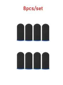 8pcs/set Breathable finger sleeve Gaming controller - sweatproof, scratch free, touch screen gaming thumb glove - Black With Blue Edges - View 5