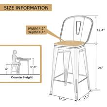 Andeworld Metal Bar Stools Set Of 4 High Back Counter Height Industrial Barstools Modern Bar Stools With Wood Seat - trắng - Xem 4