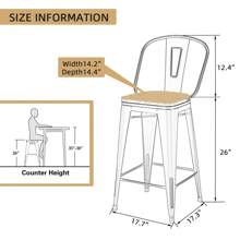 Andeworld Metal Bar Stools Set Of 4 High Back Counter Height Industrial Barstools Modern Bar Stools With Wood Seat - trắng - Xem 5