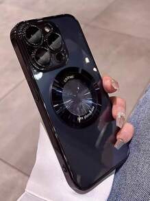 Giá đỡ điện thoại 1 chiếc Ốp lưng điện thoại hấp thụ từ tính mạ điện có kính lúp tương thích với iPhone Chống nước Chống sốc Chống rơi Chống trầy xước - màu đen - Xem 1