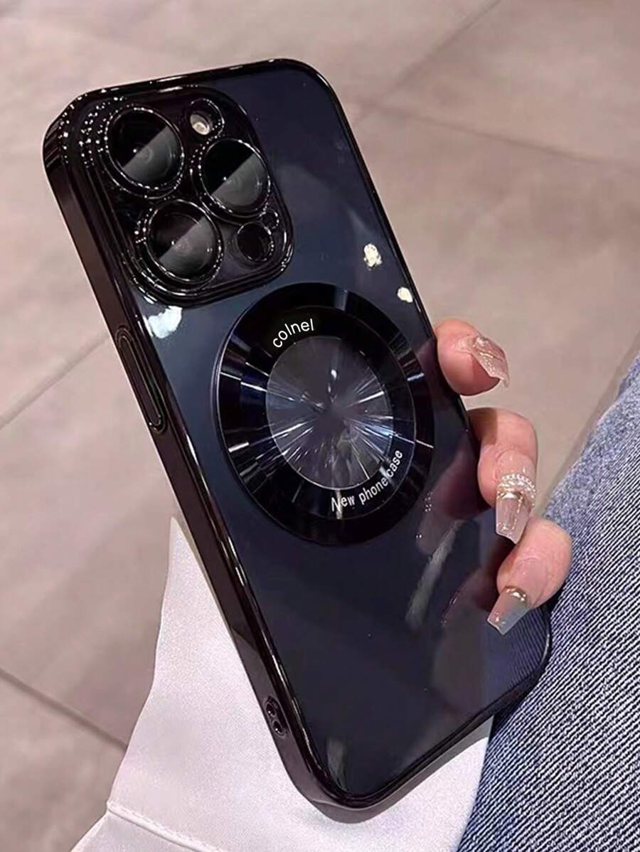 Giá đỡ điện thoại 1 chiếc Ốp lưng điện thoại hấp thụ từ tính mạ điện có kính lúp tương thích với iPhone Chống nước Chống sốc Chống rơi Chống trầy xước - màu đen - Xem 1