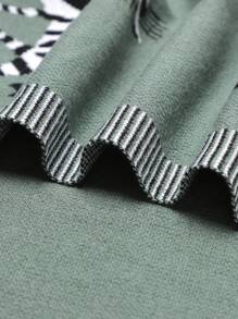 1 件针织斑马图案婴儿襁褓毯，适合所有季节爱情人节 - 墨綠色 - 查看 4