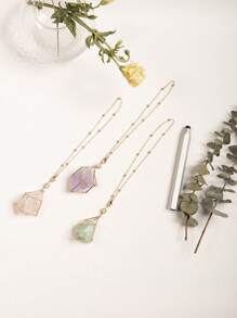 1 件天然原粉水晶汽車後視鏡裝飾、編織金屬幸運符嵌有治療石、客廳裝飾和季節性禮物 - 粉色 - 查看 1