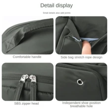 大容量牛津布防水女士背包,適用於旅行,商務旅行,學校,配有多個隔層,方便存取行李袋和15.6英寸的筆記型電腦隔層 - 墨綠色 - 查看 10