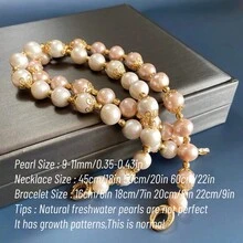 100％純手工製作的復古天然淡水珍珠項鏈，新娘飾品，母親節禮物，適用於生日/週年紀念日/情人節 - 白珍珠項鍊50cm/20in - 查看 3