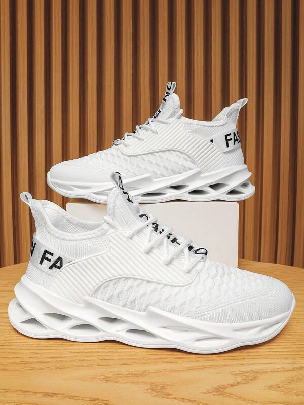 Men's Hollow Breathable Knitted Sports Leisure Road Running Shoes, All Seasons