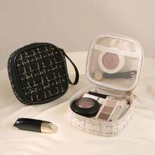 1 个化妆包便携式化妆包、迷你姨妈巾收纳包、月度卫生巾收纳包、零钱包、女式口红收纳包、化妆包化妆袋护肤包洗漱包收纳袋、旅行必需品邮轮必需品宿舍必需品、婚礼伴娘礼物、妈妈礼物、生日礼物、送给朋友和老师的礼物、家居装饰、浴室客厅卧室装饰、浴室收纳盒、珠宝收纳盒、唇油收纳盒、指甲油收纳盒 - 黑色 - 查看 2