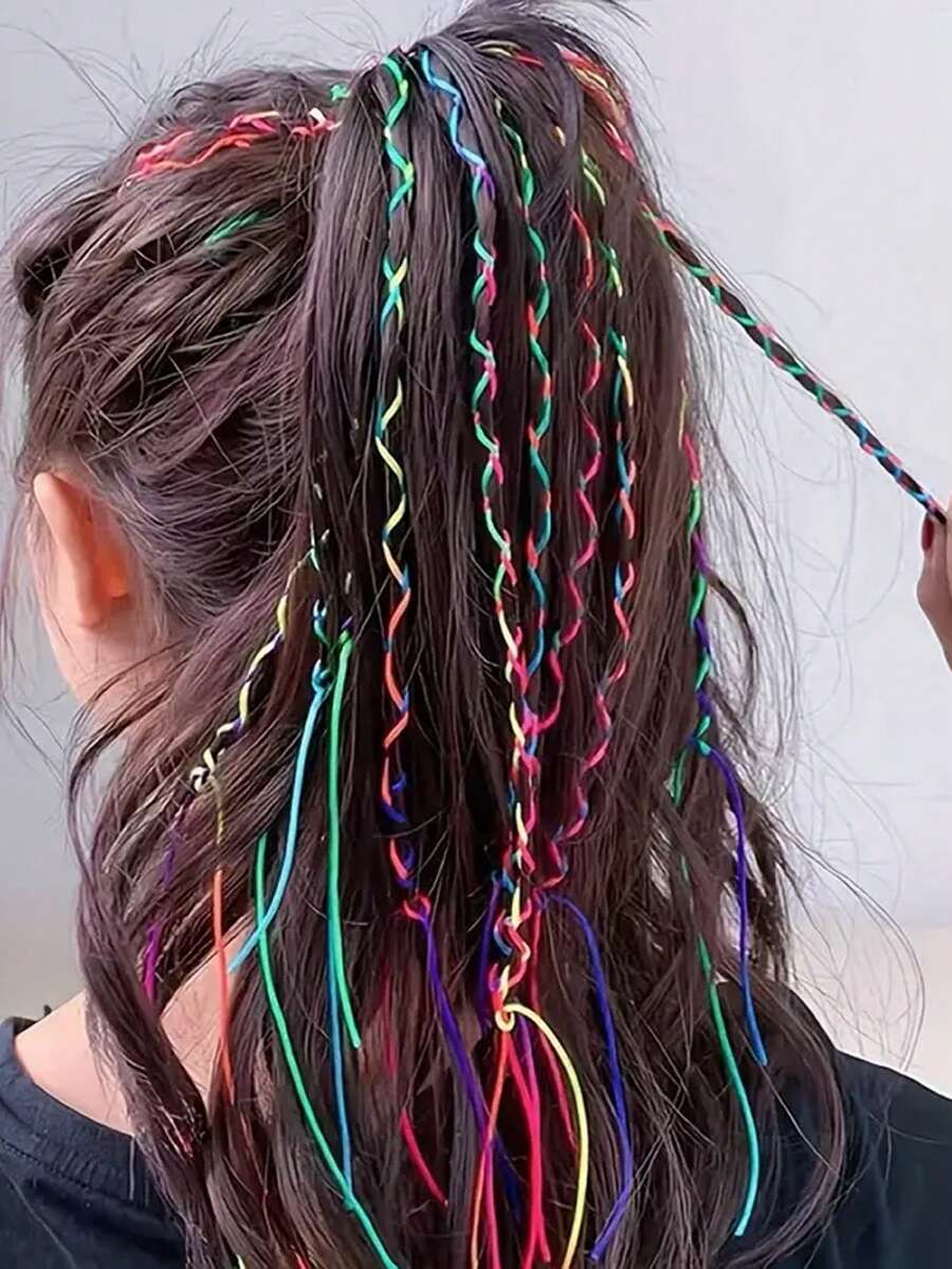 CECILLIA WIG 30 件编织发彩绳辫子发饰七色丝带绳 DIY 非洲女孩辫子发饰