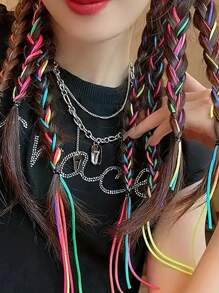 CECILLIA WIG 30 件编织发彩绳辫子发饰七色丝带绳 DIY 非洲女孩辫子发饰