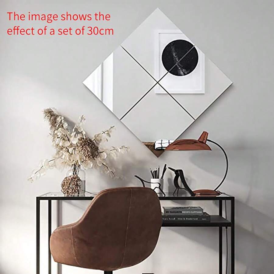 4pcs/set Right Angle Square Acrylic Flexible Mirror Sticker, Self