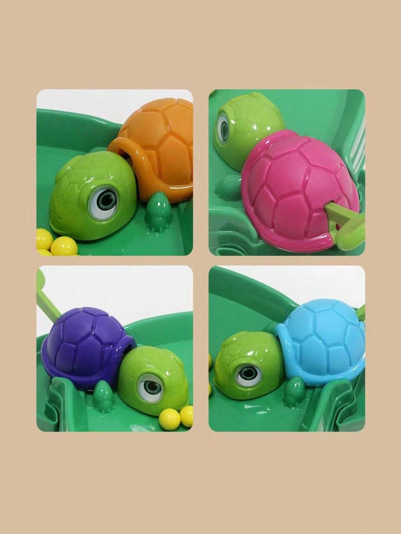 Tortoise eats beans and grabs pearls, parentchild interaction