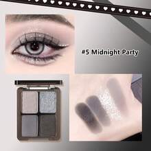 Xixi誘惑野性四色眼影盤:閃光和霧面眼影,是辣妹或甜美風必備品 - 藍色、綠色和自然色調,營造出誘人的眼妝 - #5 午夜派對 - 查看 2