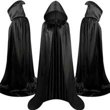 1件連帽斗篷中性斗篷帶帽子吸血鬼披風角色扮演成人服裝角色扮演 - 黑色 - 查看 1