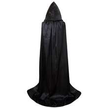 1件連帽斗篷中性斗篷帶帽子吸血鬼披風角色扮演成人服裝角色扮演 - 黑色 - 查看 7