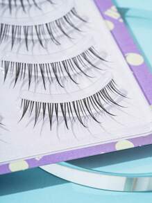 HSPM Manga Lashes 5 对全条假睫毛魔鬼漫画睫毛动漫角色扮演假睫毛带透明茎，漫画睫毛，日本化妆浓密自然纤细睫毛延长，亚洲韩国角色扮演动漫假睫毛化妆工具，0.4cm-1.2cm - 黑色 - 查看 9