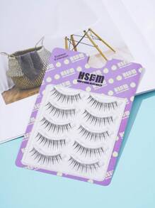 HSPM Manga Lashes 5 对全条假睫毛魔鬼漫画睫毛动漫角色扮演假睫毛带透明茎，漫画睫毛，日本化妆浓密自然纤细睫毛延长，亚洲韩国角色扮演动漫假睫毛化妆工具，0.4cm-1.2cm - 黑色 - 查看 8