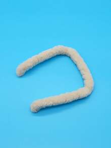 1pc Women's Multicolor Rabbit Fur Headband For Thinning Face & Hair, Suitable For Daily Use - Beige - View 4