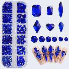 Juego de 12 rejillas surtidas de piedras de cristal AB 3D acrílicas para decoración de uñas, joyas artesanales, ropa y rostro, con herramientas para manualidades DIY